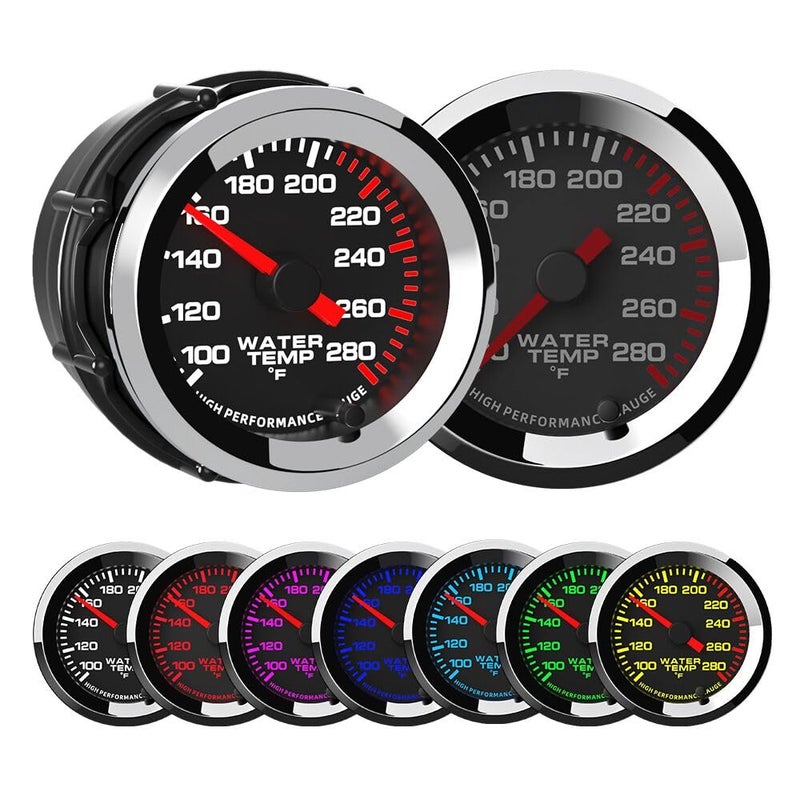 SINCO TECH 2'' 52mm with Water Temperature Gauge 100-280℉ Sensor Kit Car Meter (Water Temp F) - Image 1